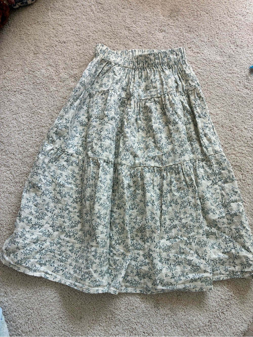 Rylee + Cru Ivory Maxi Skirt with Sage Floral